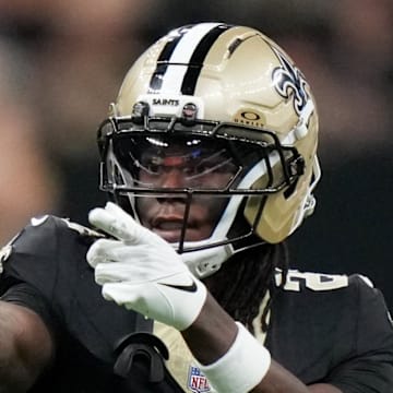 New Orleans Saints wide receiver Rashid Shaheedcelebrates after a play against the New York Giants.