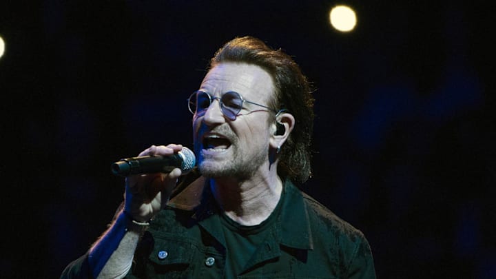 U2 frontman Bono performs