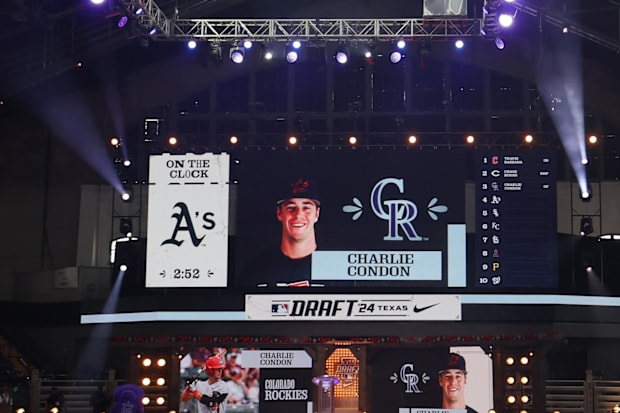MLB Commissioner Rob Manfred announces Charlie Condon as the third overall pick in the 2024 MLB draft.