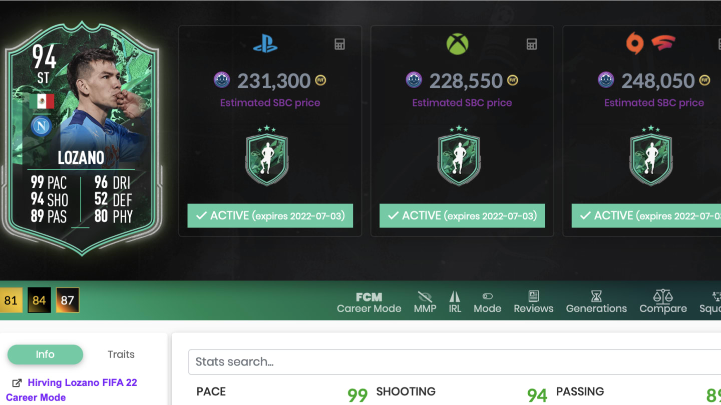 How to complete Hirving Lozano Shapeshifters in SBC FIFA 22