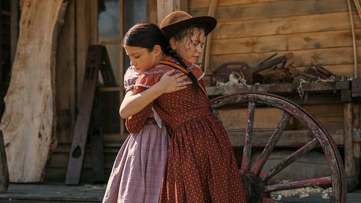 Little House on the Prairie. (L to R) Wren Zhawenim Gotts as Good Eagle, Alice Halsey as Laura Ingalls in episode 107 of Little House on the Prairie. 