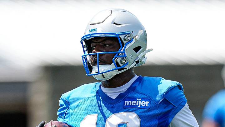 Detroit Lions wide receiver Jackson Meeks (12) practices during OTAs at Meijer Performance Center in Allen Park on Thursday, June 11, 2026.