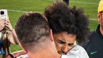 During the game he had perfect control of his emotions. They boiled over after the game, moved to tears.
