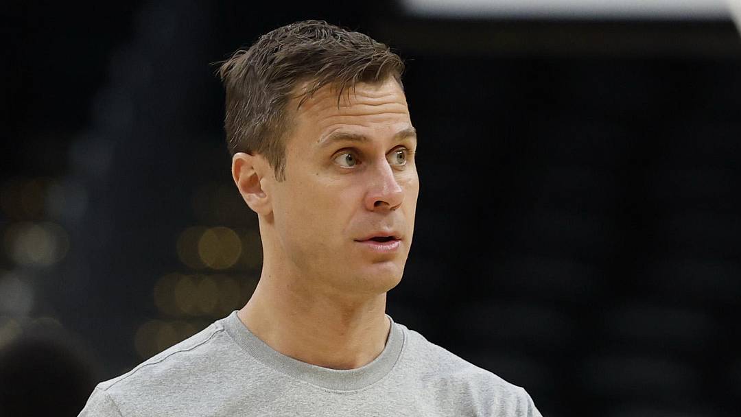 Mar 26, 2026; Washington, DC, USA; Duke Blue Devils head coach Jon Scheyer stands on the court during a practice session ahead of the east regional of the men's 2026 NCAA Tournament at Capital One Arena. Mandatory Credit: Geoff Burke-Imagn Images