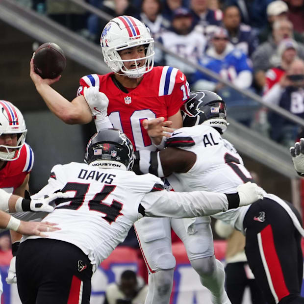 New England Patriots quarterback Drake Maye
