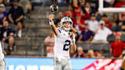 Kansas State Wildcats quarterback Avery Johnson (2) throws the ball during the second quarter of the game against the Arizona Wildcats at Arizona Stadium. 