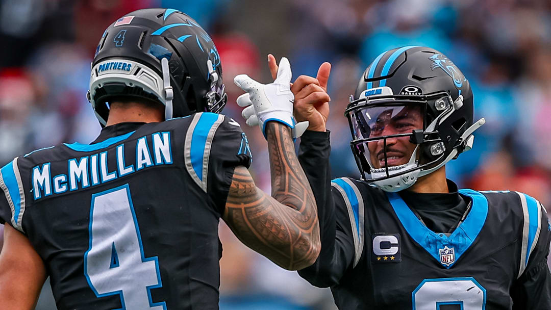Carolina Panthers quarterback Bryce Young and wide receiver Tetairoa McMillan