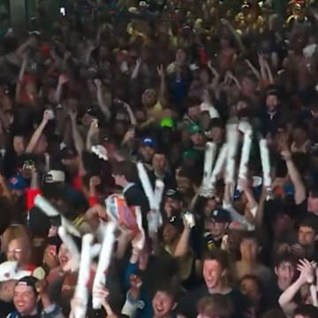 New York Knicks fans celebrate win over the Boston Celtics in Game 4 of the Eastern Conference semifinals.