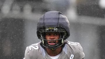 Apr 27, 2024; Boulder, CO, USA; Colorado Buffaloes cornerback Travis Hunter (12) during a spring game event at Folsom Field. Mandatory Credit: Ron Chenoy-USA TODAY Sports