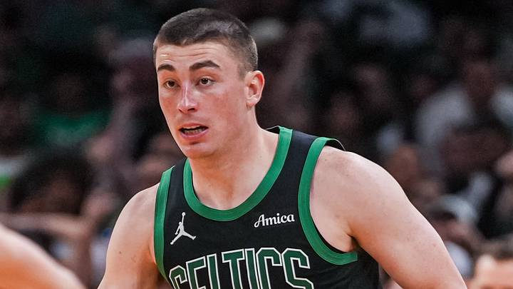 Apr 28, 2026; Boston, Massachusetts, USA; Boston Celtics guard Payton Pritchard (11) returns the ball against the Philadelphia 76ers in the second half during game five of the first round of the 2026 NBA Playoffs at TD Garden. Mandatory Credit: David Butler II-Imagn Images