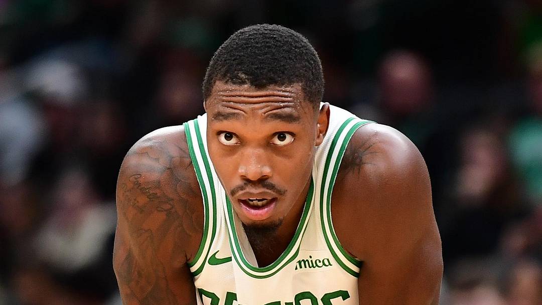 Oct 13, 2024; Boston, Massachusetts, USA;  Boston Celtics guard Lonnie Walker IV (12) during the second half against the Toronto Raptors at TD Garden. Mandatory Credit: Bob DeChiara-Imagn Images