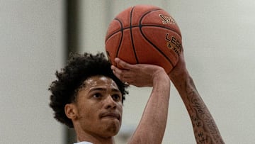 Archbishop Wood's Jalil Bethea (1) at the free-throw line against Parkland during a PIAA Class 6A boys state semifinal basketball game in Norristown on Tuesday, March 19, 2024.