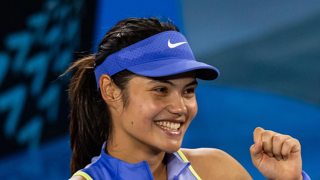 Emma Raducanu celebrates her victory