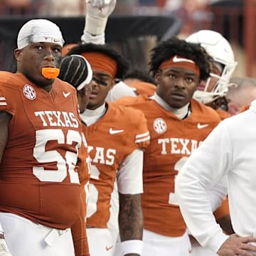 Texas Longhorns head coach Steve Sarkisian observes the second half against the Vanderbilt Commodores at Darrell K Royal-Texas Memorial Stadium.
