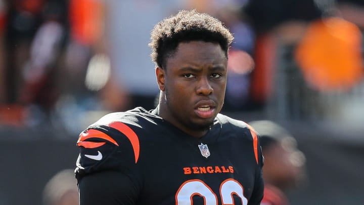 Nov 6, 2022; Cincinnati, Ohio, USA; Cincinnati Bengals defensive end Jeff Gunter (93) during warmups prior to the game against the Carolina Panthers at Paycor Stadium. Mandatory Credit: Katie Stratman-USA TODAY Sports