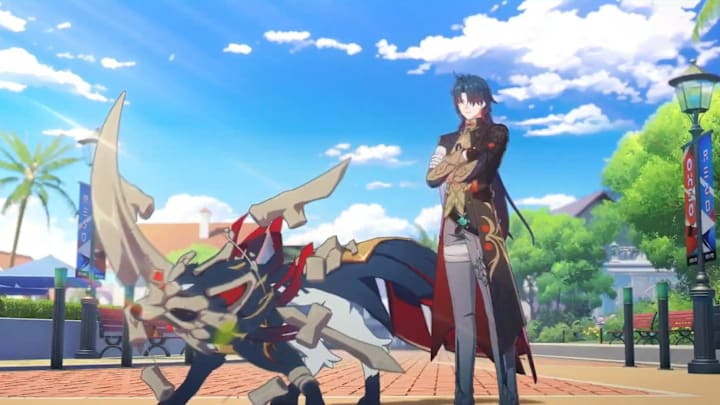Honkai: Nexus Anima teaser screenshot of Blade and his creature.