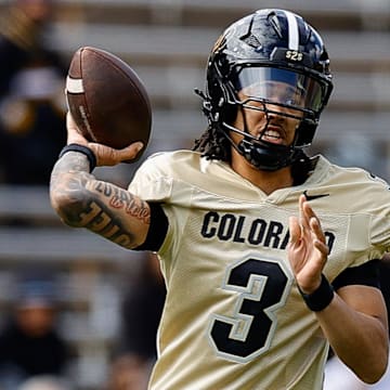 Apr 19, 2025; Boulder, CO, USA; Colorado Buffaloes quarterback Kaidon Salter (3) during the spring game at Folsom Field. Mandatory Credit: Isaiah J. Downing-Imagn Images