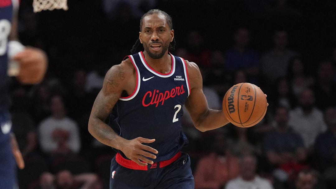 Clippers forward Kawhi Leonard brings the ball up the court against the Heat. The Clippers lost and dropped to 5–16. Clippers forward Kawhi Leonard brings the ball up the court against the Heat. The Clippers lost and dropped to 5–16.