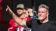 Pat McAfee during the Indiana versus Washington football game at Memorial Stadium on Oct. 26, 2024.