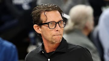 Atlanta Hawks head coach Quin Snyder looks on against the Minnesota Timberwolves.