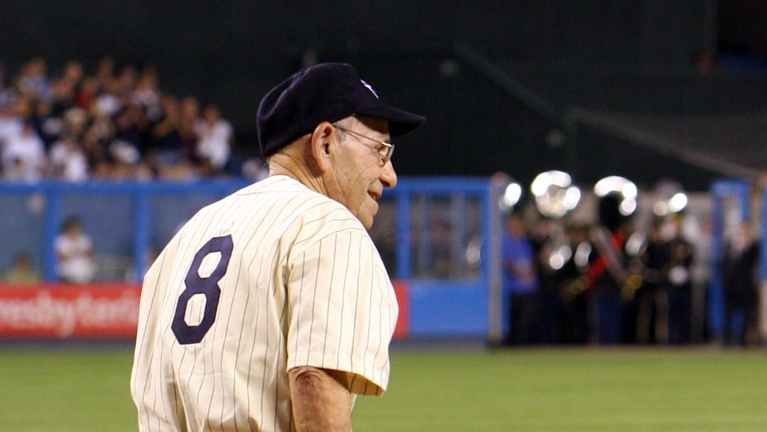 The great Yogi Berra stands on home plate prior to the final game at Yankee Stadium Sept. 21, 2008.