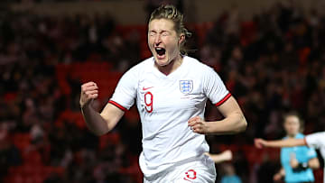 Ellen White celebrates here record-breaking goal