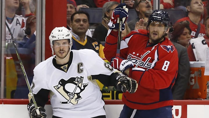 Sidney Crosby beats Alex Ovechkin for the umpteenth time in the playoffs in 2016 on his way to another Stanley Cup; Mandatory Credit: Geoff Burke-Imagn Images
