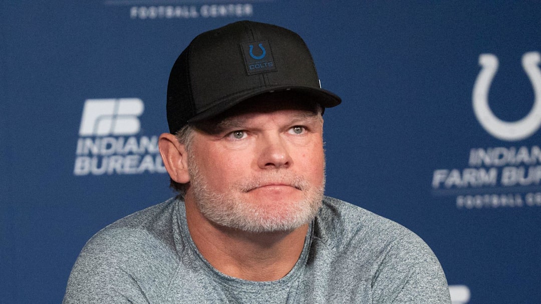 Indianapolis Colts general manager Chris Ballard speaks with the media