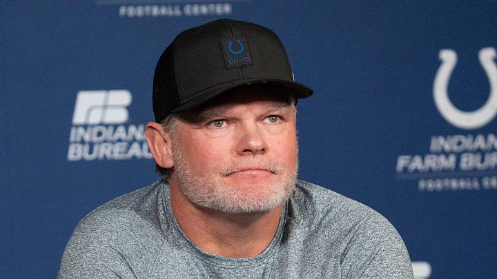 Indianapolis Colts general manager Chris Ballard speaks with the media