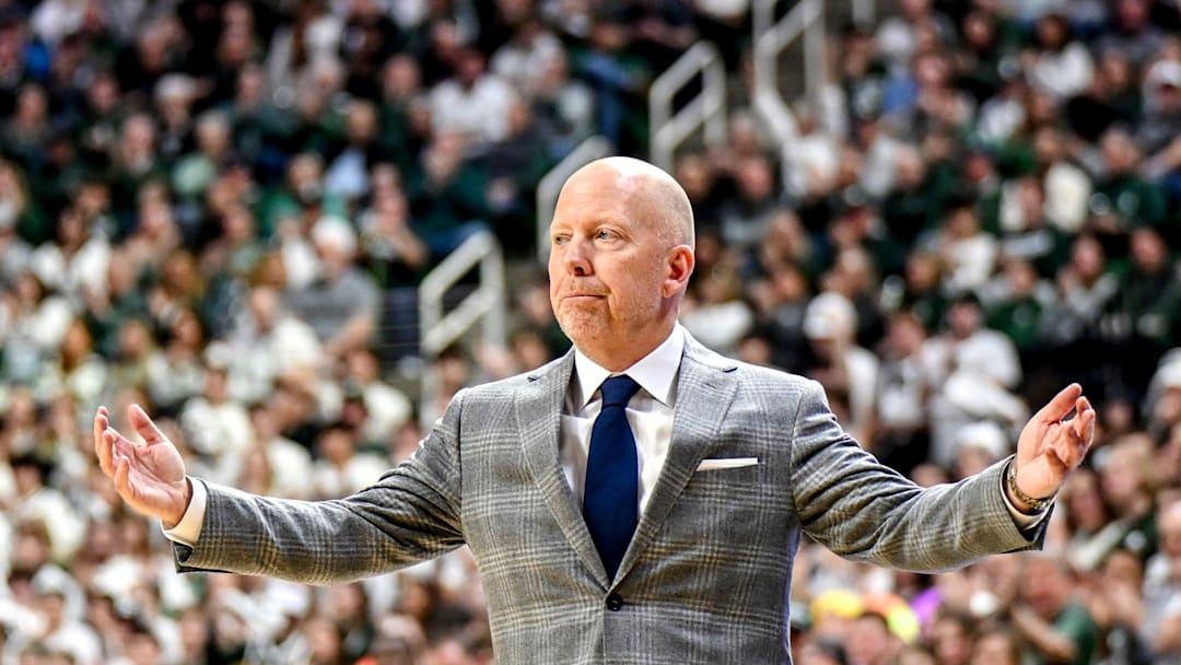 UCLA's head coach Mick Cronin reacts during the first half against Michigan State on Tuesday, Feb. 17, 2026, at the Breslin Center in East Lansing.