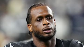 Nov 17, 2025; Paradise, Nevada, USA; Las Vegas Raiders quarterback Geno Smith (7) after the game against the Dallas Cowboys at Allegiant Stadium. Mandatory Credit: Stephen R. Sylvanie-Imagn Images