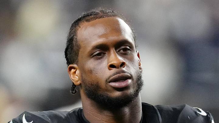 Nov 17, 2025; Paradise, Nevada, USA; Las Vegas Raiders quarterback Geno Smith (7) after the game against the Dallas Cowboys at Allegiant Stadium. Mandatory Credit: Stephen R. Sylvanie-Imagn Images