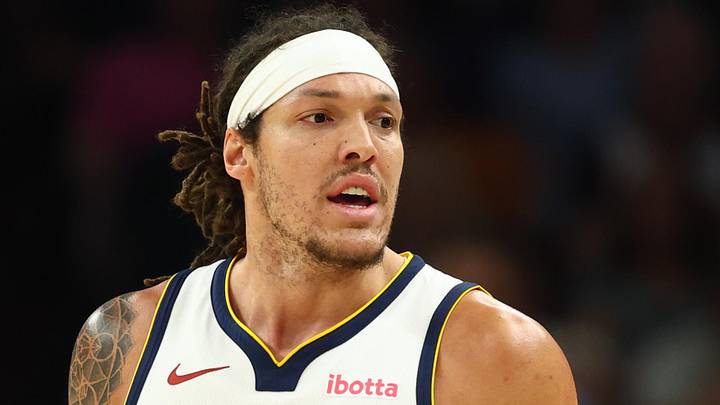 Mar 24, 2026; Phoenix, Arizona, USA; Denver Nuggets forward Aaron Gordon (32) against the Phoenix Suns at Mortgage Matchup Center. Mandatory Credit: Mark J. Rebilas-Imagn Images