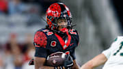 Oct 3, 2025; San Diego, California, USA; San Diego State Aztecs wide receiver Mikey Welsh (14).