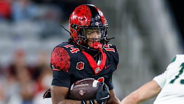 Oct 3, 2025; San Diego, California, USA; San Diego State Aztecs wide receiver Mikey Welsh (14).