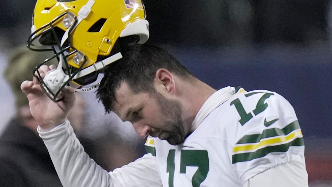 Green Bay Packers place kicker Brandon McManus (17) reacts after missing an extra point during the fourth quarter.