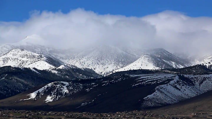 Clouds roll over the Sierra Nevada near Reno on March 23, 2024.