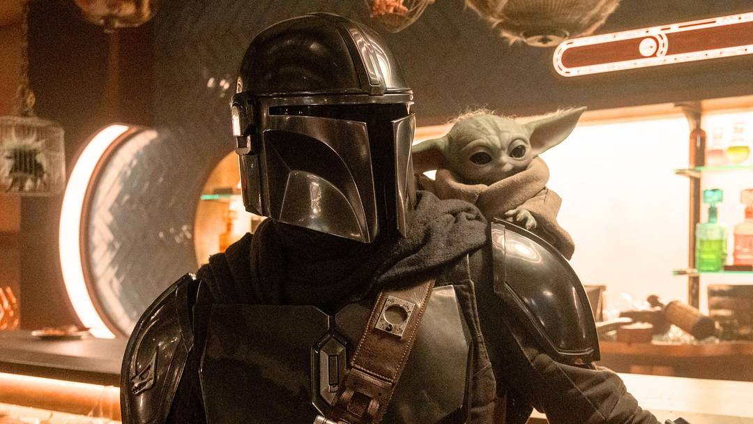 Din Djarin and Grogu in The Mandalorian and Grogu. Photo by Nicola Goode. 