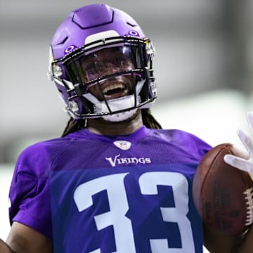 Aaron Jones during an offseason workout with the Vikings. 