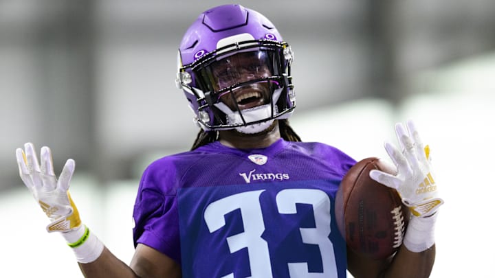 Aaron Jones during an offseason workout with the Vikings. 