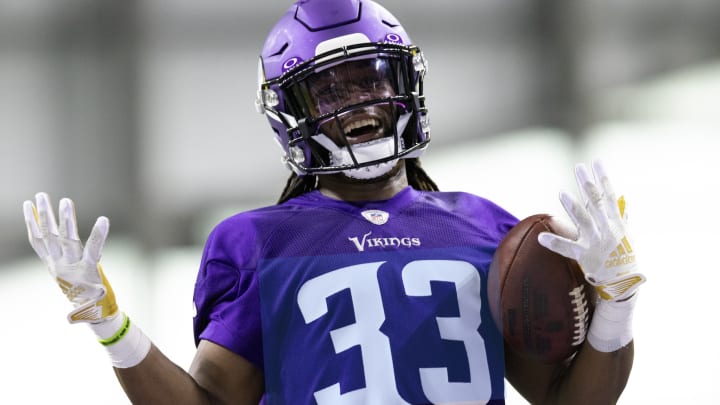 Aaron Jones during an offseason workout with the Vikings. 