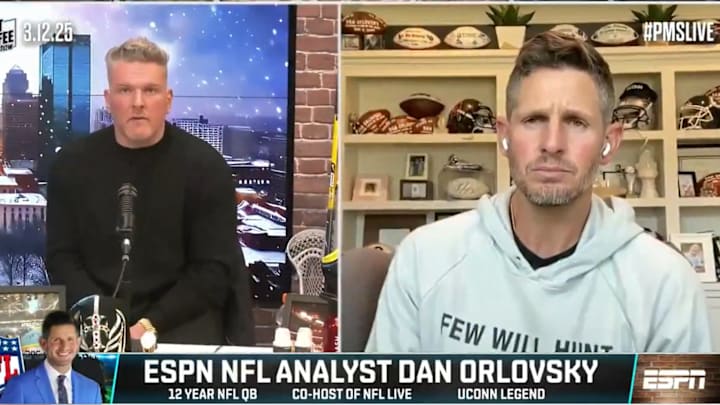 Pat McAfee and Dan Orlovsky on "The Pat McAfee Show."