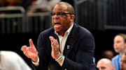 Mar 21, 2025; Milwaukee, WI, USA; North Carolina Tar Heels head coach Hubert Davis during the first half of a first round NCAA men’s tournament game against the Mississippi Rebels at Fiserv Forum. Mandatory Credit: Benny Sieu-Imagn Images