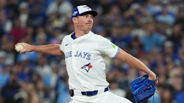 Oct 20, 2025; Toronto, Ontario, CAN; Toronto Blue Jays pitcher Chris Bassitt (40) throws in the eighth inning against the Seattle Mariners during game seven of the ALCS round for the 2025 MLB playoffs at Rogers Centre. Mandatory Credit: Nick Turchiaro-Imagn Images