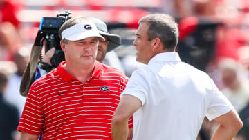 South Carolina football coach Shane Beamer with Georgia Bulldogs coach Kirby Smart