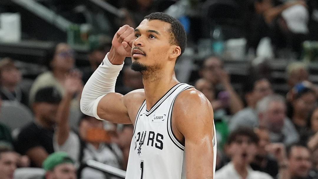 Mar 10, 2026; San Antonio, Texas, USA;  San Antonio Spurs forward Victor Wembanyama (1) walks off the court in the second half against the Boston Celtics at Frost Bank Center. Mandatory Credit: Daniel Dunn-Imagn Images