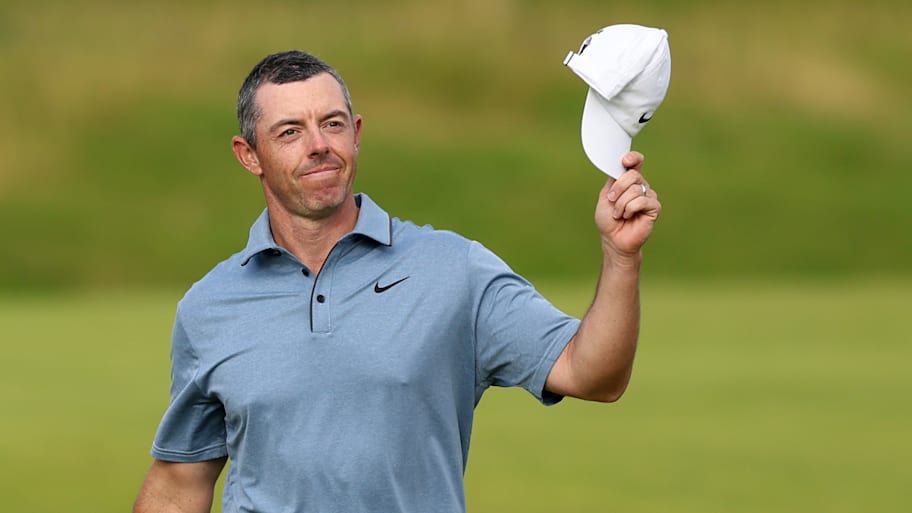 Rory McIlroy acknowledged the massive crowds following him Sunday at Royal Portrush. | Richard Heathcote/Getty Images