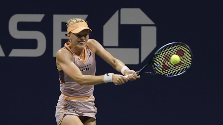 Harriet Dart hits a backhand during the 2024 US Open. Harriet Dart hits a backhand during the 2024 US Open.