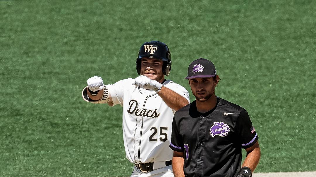 Wake Forest's Boston Torres reaches second base against the Western Carolina Catamounts. Wake Forest's Boston Torres reaches second base against the Western Carolina Catamounts.
