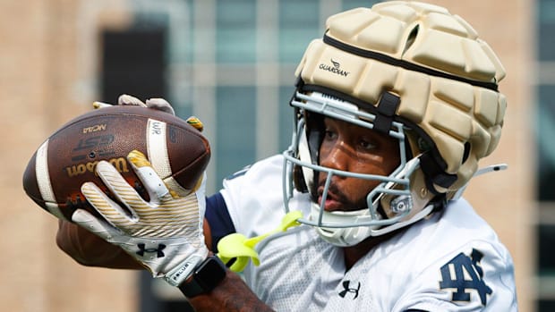 Deion Colzie of Notre Dame during fall camp of 202